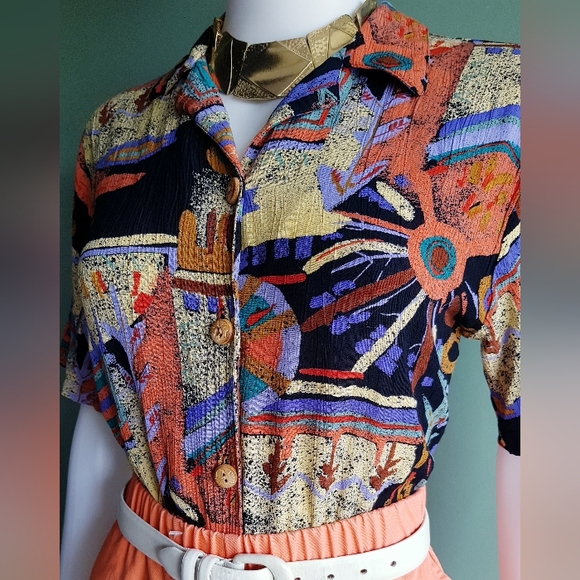 Laura Kieffer for Susan Burrowes Beautiful Vintage Print Blouse πβ¨πβ¨π - Picture 1 of 11